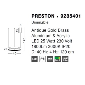 Lustra LED dimabila, design modern PRESTON, 40cm 74363 universul-luminii.ro