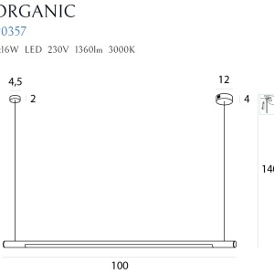 Lustra LED dimabila liniara, suspendata Organic 100cm, alb 96433 universul-luminii.ro