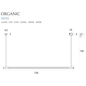 Lustra LED dimabila liniara, suspendata Organic 150cm, negru 96403 universul-luminii.ro