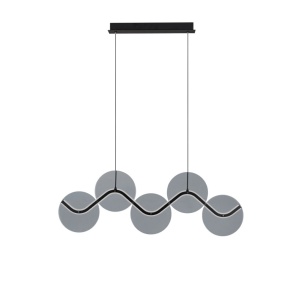 Lustra LED metal negru cu sticla fumurie, HALLEY - Img 2