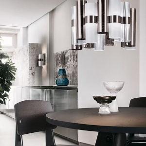 Lustra LED moderna design Art Deco realizata manual LA LOLLO M Pewter 124983 universul-luminii.ro