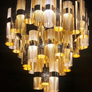 Lustra LED moderna design Art Deco realizata manual LA LOLLO XL Gold 124793 universul-luminii.ro