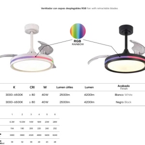 Lustra LED RGB CCT cu ventilator si telecomanda NORTH alb MA-8729 247863 universul-luminii.ro