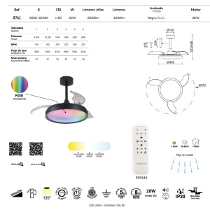 Lustra LED RGB CCT cu ventilator si telecomanda SIBERIA Mini MA-8761 172313 universul-luminii.ro