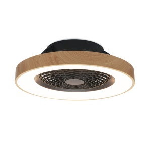 Lustra LED Smart cu Ventilator si telecomanda TIBET negru/lemn