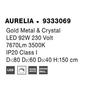 Lustra LED suspendata cristal design elegant AURELIA 92W - Img 9