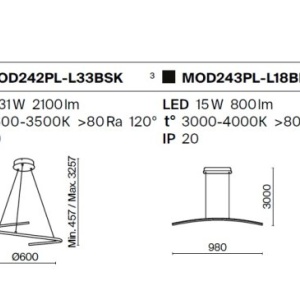 Lustra LED suspendata design circular Curve negru 226553 universul-luminii.ro