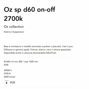 Lustra LED suspendata design circular Oz sp d60 on-off 2700k alba 164643 universul-luminii.ro