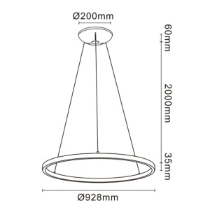 Lustra LED suspendata design circular XL RIUMAR negru - Img 8