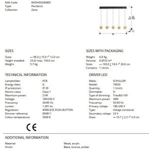 Lustra LED suspendata design decorativ modern Zaria 5L 175643 universul-luminii.ro