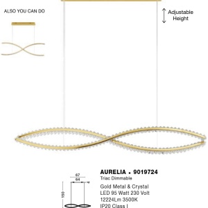Lustra LED suspendata design elegant AURELIA 95W aurie - Img 4