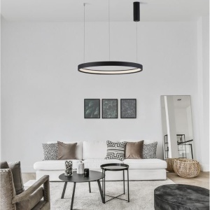 Lustra LED suspendata design modern circular PERRINE D-60cm neagra 50233 universul-luminii.ro