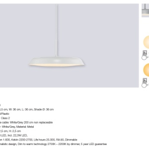 Lustra LED suspendata design modern minimalist Piso alb 2010763001 NL 190063 universul-luminii.ro