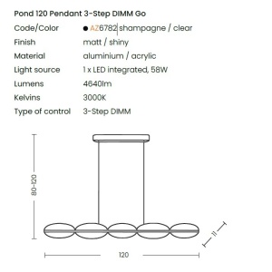 Lustra LED suspendata design modern POND 120 3-STEP DIMM - Img 5