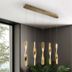 Lustra LED suspendata design modern Twist auriu - Img 4