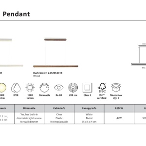 Lustra LED suspendata design scandinav Ilgas lemn alb - Img 6