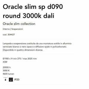 Lustra LED suspendata design slim Oracle d090 round 3000k dali alb - Img 5