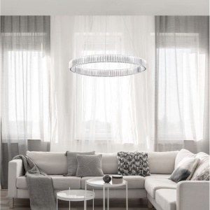 Lustra LED suspendata , dimabila, cristal design elegant AURELIA crom 80cm - Img 2