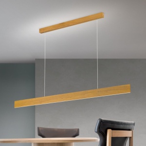 Lustra LED suspendata iluminat ambiental up/down GIDEON lemn - Img 1
