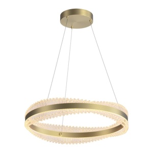 Lustra LED suspendata, metal auriu periat si cristale, Crystalline 60cm