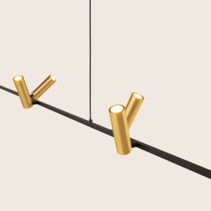 Lustra LED suspendata moderna Senta Bar negru/auriu - Img 3