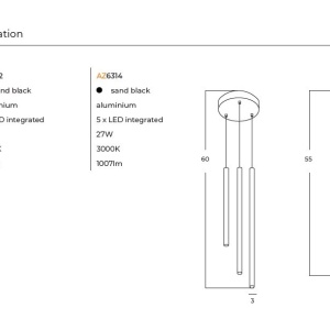 Lustra LED suspendata stil minimalist VERNO 3 negru 3000K 143953 universul-luminii.ro