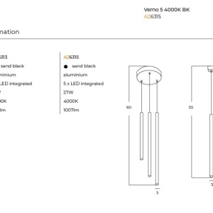 Lustra LED suspendata stil minimalist VERNO 3 negru 4000K 143983 universul-luminii.ro