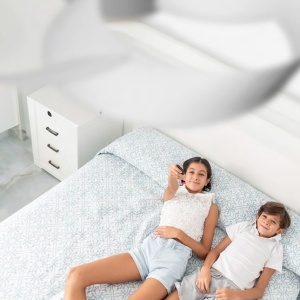 Lustra LED, Ventilator minimalist cu telecomanda, ROSE aspect lemn MA-8707 172183 universul-luminii.ro