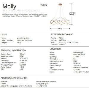 Lustra LED XL design ultra-modern Molly auriu roze 110cm SV-763592 75023 universul-luminii.ro