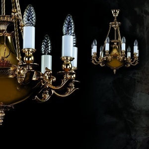 Lustra LUX din alama, Candelabru 9 brate DAFNE 177363 universul-luminii.ro