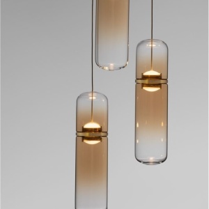 Lustra moderna cu 3 pendule LED, Metal, Auriu, Sticla, Amber, Norma 168893 universul-luminii.ro