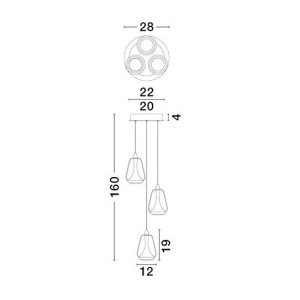 Lustra moderna cu 3 pendule LED, Metal, Sticla, Champaign, ALISH 245143 universul-luminii.ro