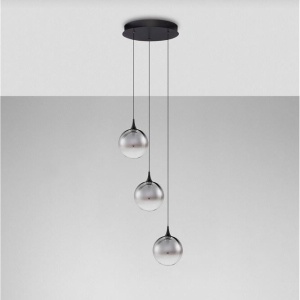 Lustra moderna cu 3 pendule LED, Metal, Sticla, Fumuriu, ORENDA 168533 universul-luminii.ro