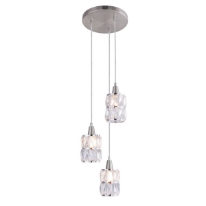Lustra moderna cu 3 pendule WOLLI nichel/transparent 15760-3 GL