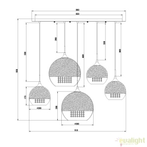 Lustra moderna cu 5 pendule Fermi MYP140-PL-170-5-N 57353 universul-luminii.ro