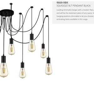 Lustra moderna design minimalist Squiggle 9L 9669-9BK SRT - Img 4