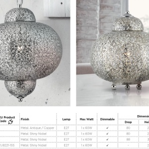 Lustra / Pendul design rustic Fretwork nickel 9221-1SS SRT 61213 universul-luminii.ro