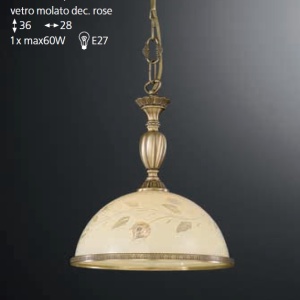 Lustra/Pendul din alama cu sticla decorata design italian D-28cm 6208 101633 universul-luminii.ro