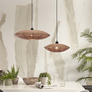 Lustra/Pendul eco din ratan Tanami disc L, nat 213633 universul-luminii.ro