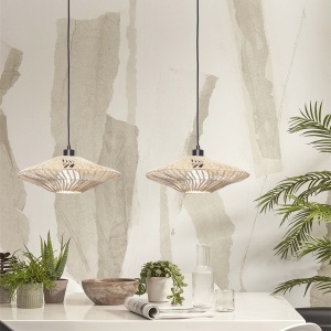 Lustra/Pendul eco din ratan Zanzibar flat 40cm S, white 213883 universul-luminii.ro