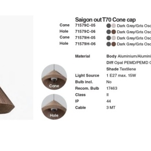Lustra/Pendul iluminat exterior decorativ SAIGON cone T70 gri/crem 217633 universul-luminii.ro