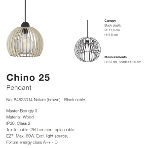 Lustra, Pendul lemn design nordic Chino 25 84823014 NL 184613 universul-luminii.ro