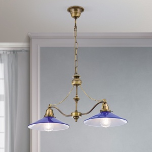 Lustra realizata manual design rustic ARTDESIGN, patina/ albastru-cobalt - Img 8