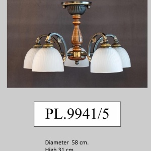 Lustra rustica aplicata cu 5 brate design italian 9941 - Img 2