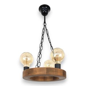Lustra rustica fabricata manual din lemn IOS 3L 151263 universul-luminii.ro