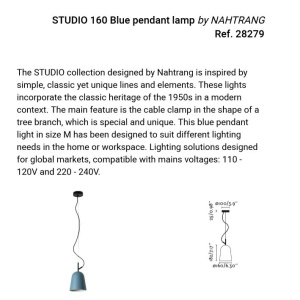 Lustra suspendata design modern Studio 160 albastru 161033 universul-luminii.ro