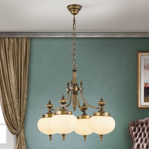 Lustra suspendata eleganta stil clasic Nostalgie 4L patina/ champagne 163703 universul-luminii.ro