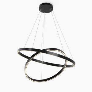Lustra suspendata LED 2 inele negre Rim