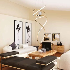Lustra suspendata LED dimabila, design elegant RITZ auriu P0427D MX - Img 3