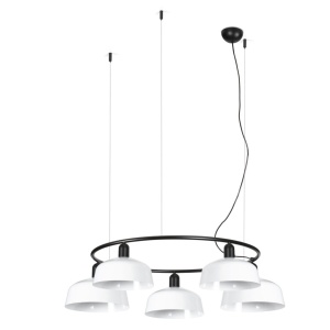 Lustra suspendata metal TATAWIN M 5L negru, alb